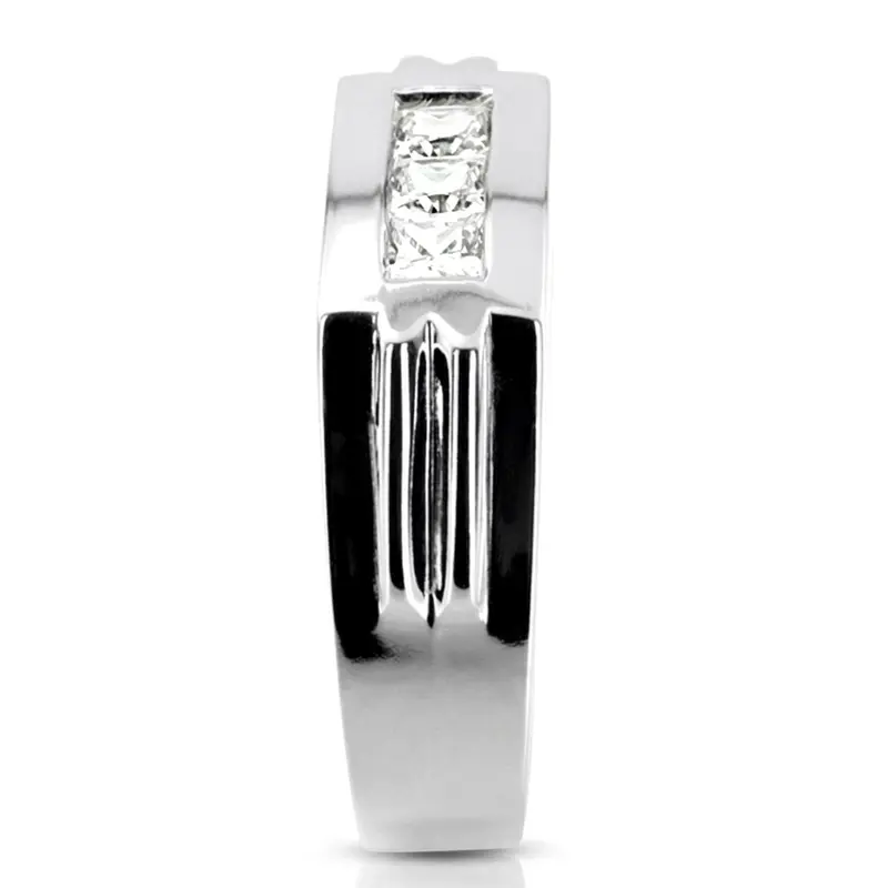14K white gold 0.60 ct. Princess Cut Channel Set Diamond Man Ring 1 - alternate view 3