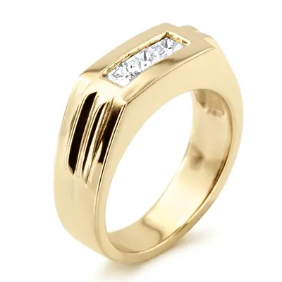 14K white gold 0.60 ct. Princess Cut Channel Set Diamond Man Ring 1 - alternate view 4 thumbnail