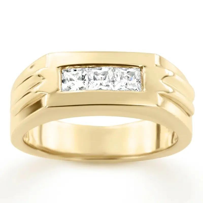 14K white gold 0.60 ct. Princess Cut Channel Set Diamond Man Ring 1 - alternate view 2