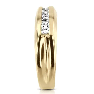 14K white gold 0.50 ct. Princess Cut Channel Set Diamond Men's Ring - alternate view 3 thumbnail