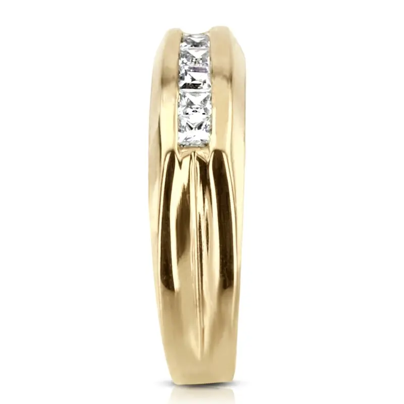 14K white gold 0.50 ct. Princess Cut Channel Set Diamond Men's Ring - alternate view 3