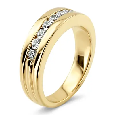 14K white gold 0.56 ct. Round Cut Channel Set Men's Diamond Ring - alternate view 6 thumbnail