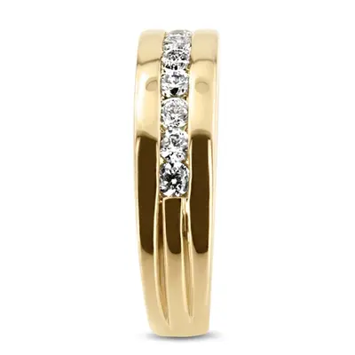 14K white gold 0.56 ct. Round Cut Channel Set Men's Diamond Ring - alternate view 3 thumbnail
