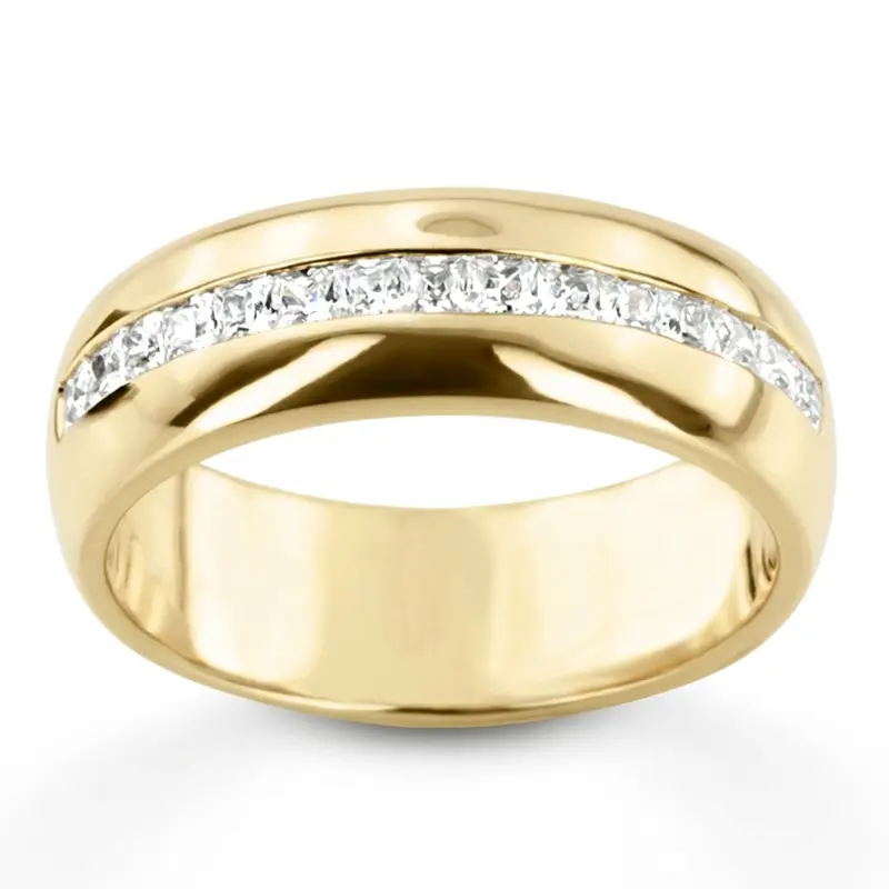 14K white gold 0.75 ct. Princess Cut Channel Set Diamond Men's Ring - main view