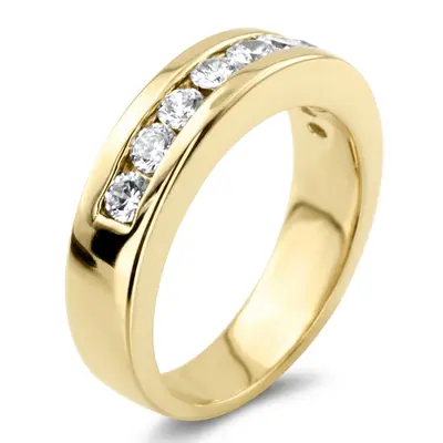 14K white gold 0.90 ct. Round Cut Channel Set Man Diamond Ring - alternate view 6 thumbnail