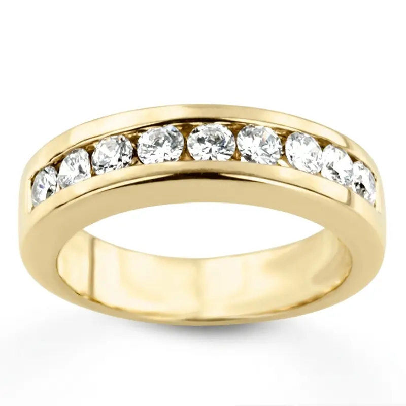 14K white gold 0.90 ct. Round Cut Channel Set Man Diamond Ring - alternate view 2