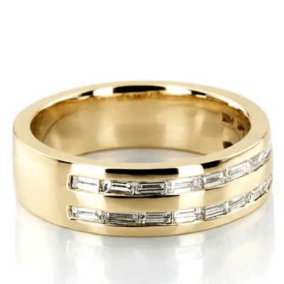 14K white gold 1.32 ct. tw. Baguette Channel Set Diamond Men's Ring - alternate view 8 thumbnail