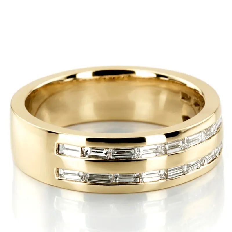 14K white gold 1.32 ct. tw. Baguette Channel Set Diamond Men's Ring - alternate view 8