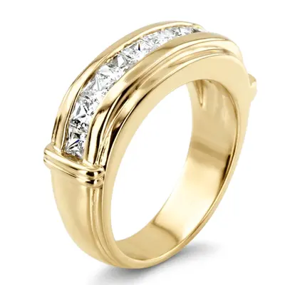 14K white gold 1.70 ct. Princess Cut Diamond Men's Ring - alternate view 6 thumbnail