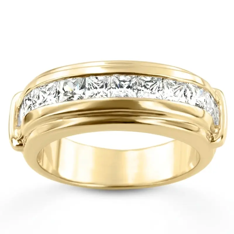 14K white gold 1.70 ct. Princess Cut Diamond Men's Ring - main view