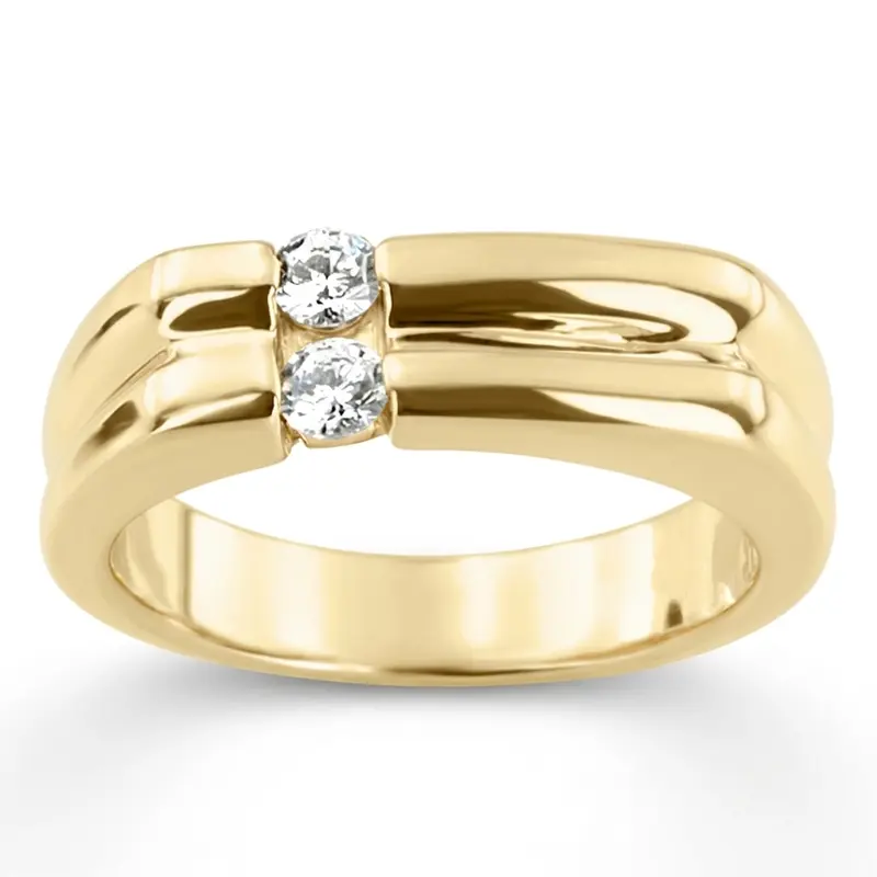 platinum 0.30 ct. Round Cut Channel Set Diamond Men's Ring - alternate view 2