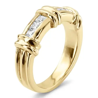 14K yellow gold 0.60 ct. Princess Cut Channel Set Diamond Man Ring - alternate view 6 thumbnail