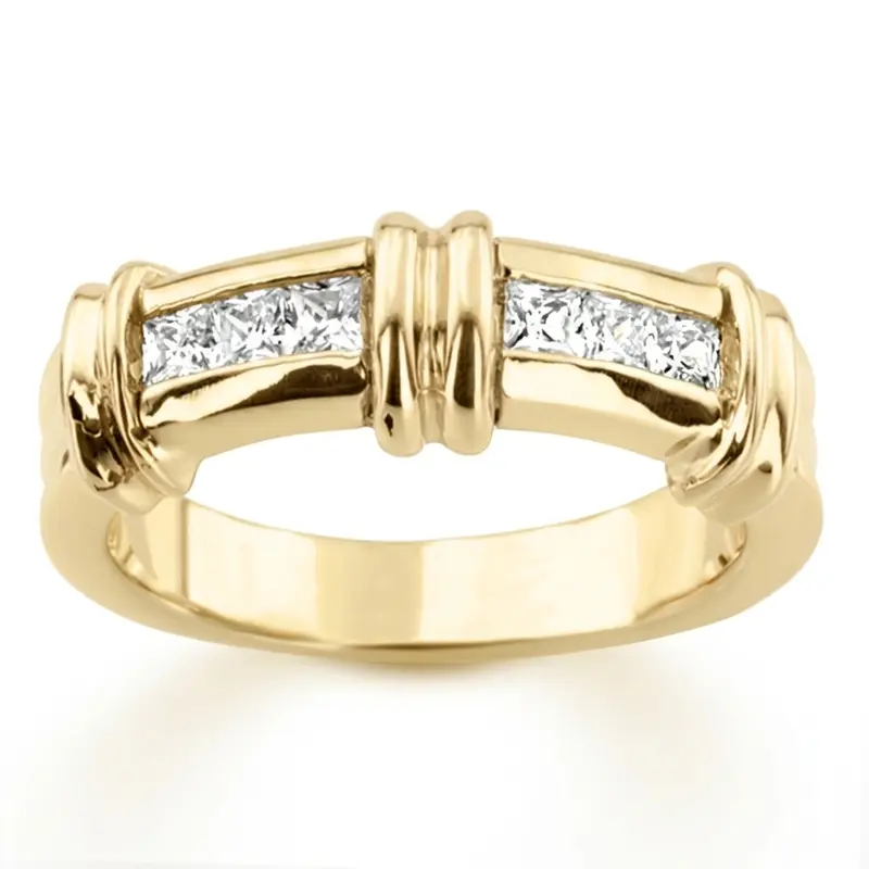 14K yellow gold 0.60 ct. Princess Cut Channel Set Diamond Man Ring - main view