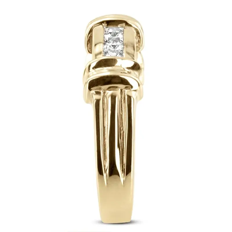 14K yellow gold 0.60 ct. Princess Cut Channel Set Diamond Man Ring - alternate view 5