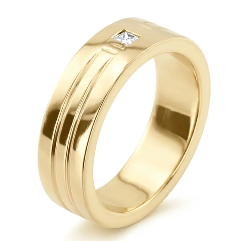14K white gold 0.10 ct. Princess Cut Solitaire Diamond Men's Ring - alternate view 6