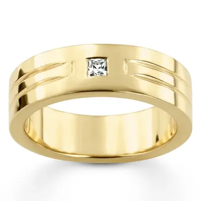 0.10 ct. Princess Cut Solitaire Diamond Men's Ring alternate view