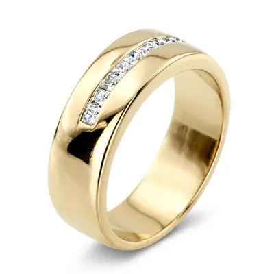 14K white gold 0.63 ct. Princess Cut Channel Set Diamond Men's Ring - alternate view 6 thumbnail