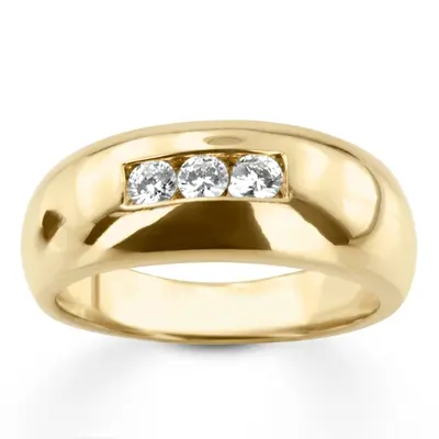 0.30 ct. Three Stone Round Cut Diamond Men Ring