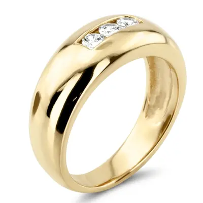 14K white gold 0.30 ct. Three Stone Round Cut Diamond Men Ring - alternate view 6 thumbnail