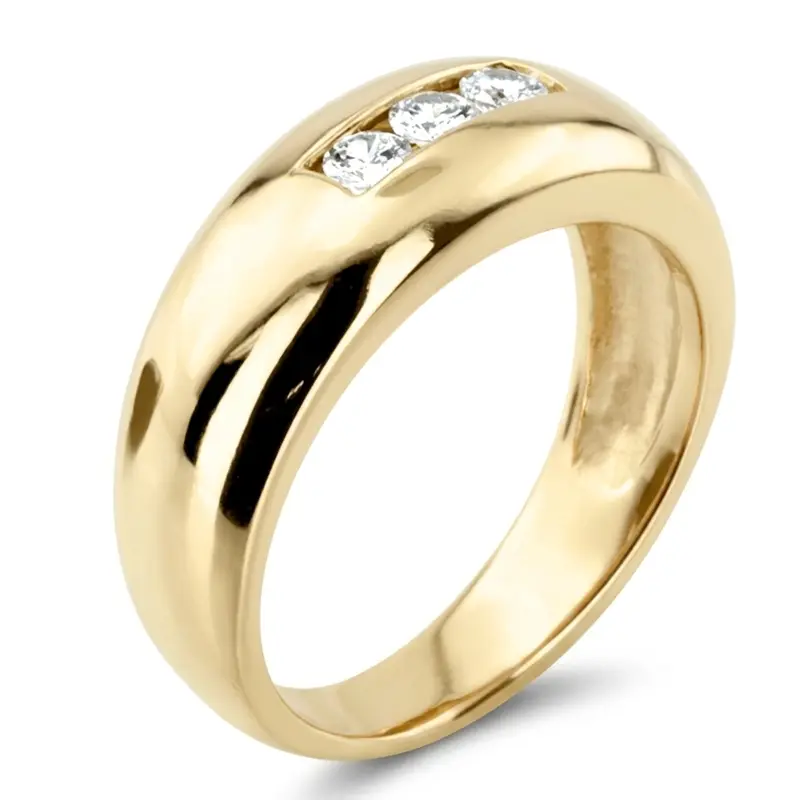 14K white gold 0.30 ct. Three Stone Round Cut Diamond Men Ring - alternate view 6