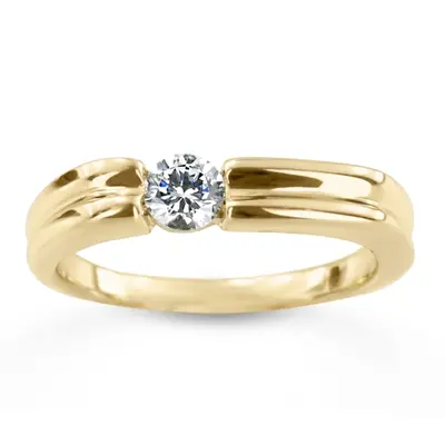 0.35 ct. Round Cut Bar Set Solitaire Diamond Men's Ring