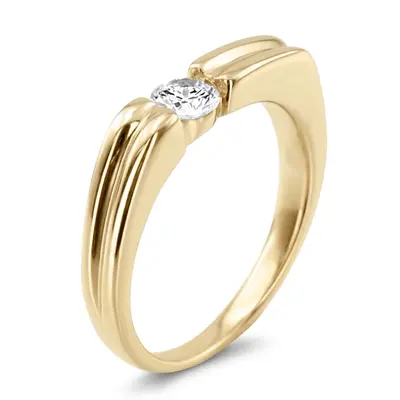14K white gold 0.35 ct. Round Cut Bar Set Solitaire Diamond Men's Ring - alternate view 6 thumbnail