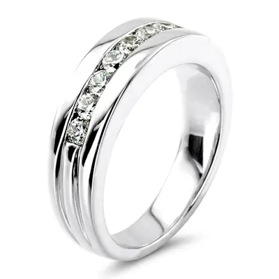 14K white gold 0.56 ct. Round Cut Channel Set Men's Diamond Ring - alternate view 5 thumbnail