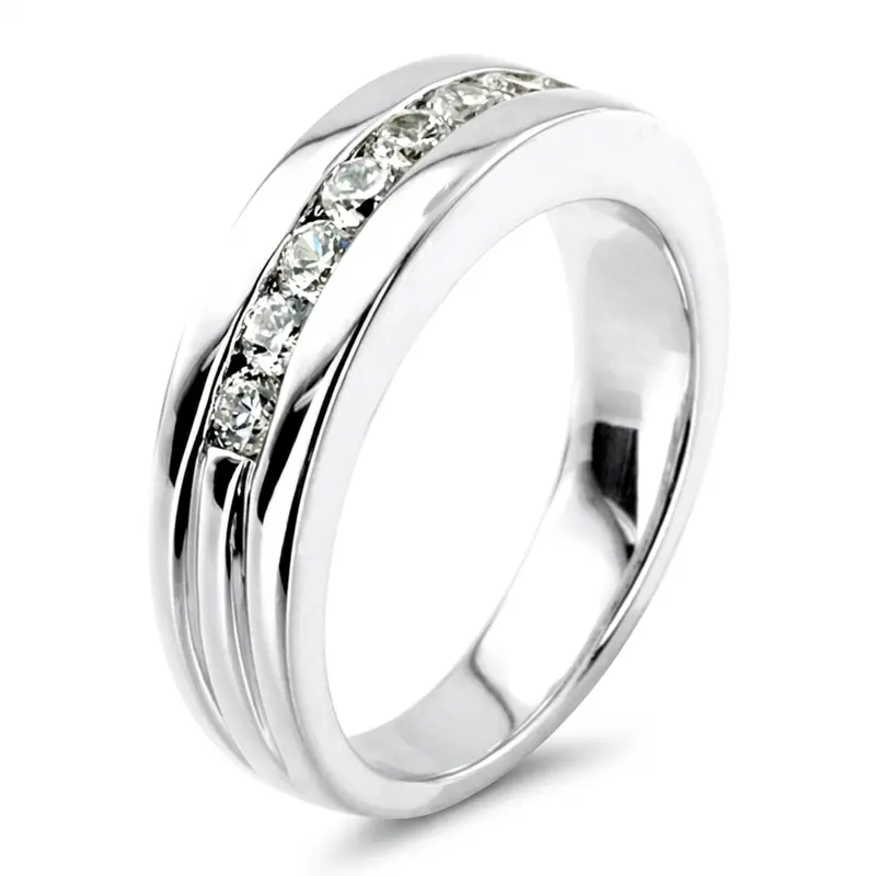 14K white gold 0.56 ct. Round Cut Channel Set Men's Diamond Ring - alternate view 5
