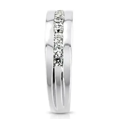 14K white gold 0.56 ct. Round Cut Channel Set Men's Diamond Ring - alternate view 4 thumbnail
