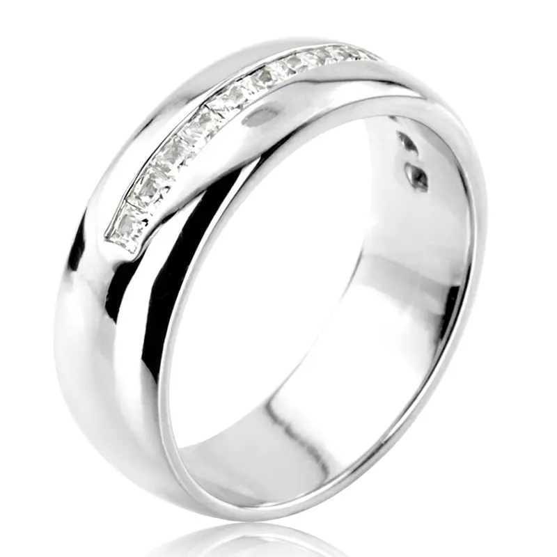 14K white gold 0.75 ct. Princess Cut Channel Set Diamond Men's Ring - alternate view 3