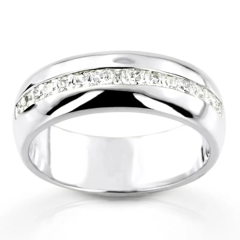 14K white gold 0.75 ct. Princess Cut Channel Set Diamond Men's Ring - alternate view 2