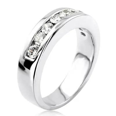 14K white gold 0.90 ct. Round Cut Channel Set Man Diamond Ring - alternate view 3 thumbnail