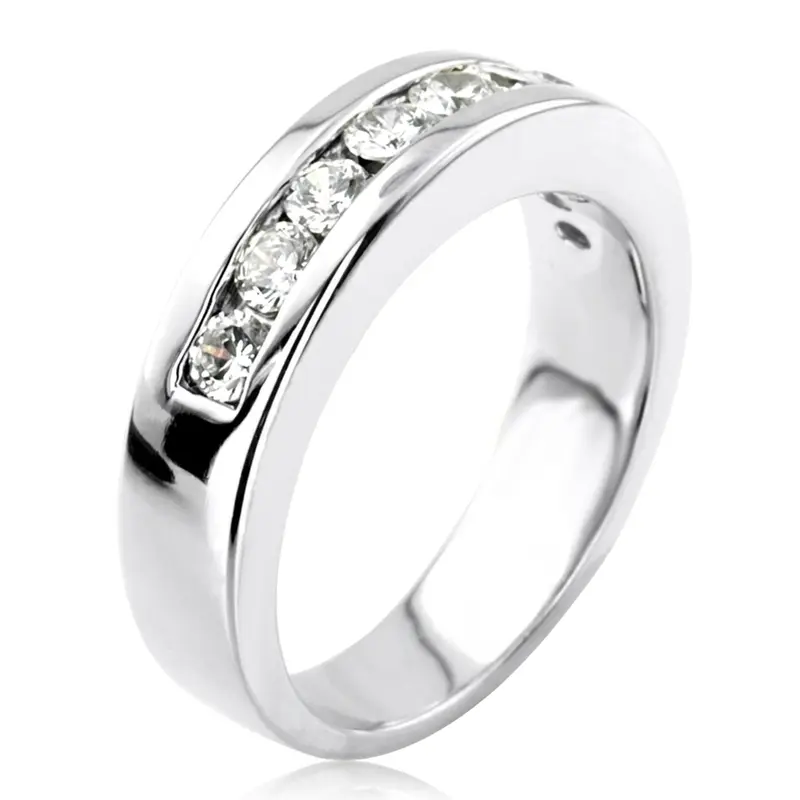 14K white gold 0.90 ct. Round Cut Channel Set Man Diamond Ring - alternate view 3