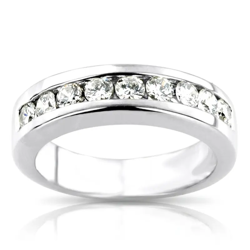 14K white gold 0.90 ct. Round Cut Channel Set Man Diamond Ring - main view