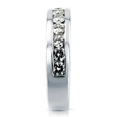 14K white gold 0.90 ct. Round Cut Channel Set Man Diamond Ring - alternate view 4 thumbnail