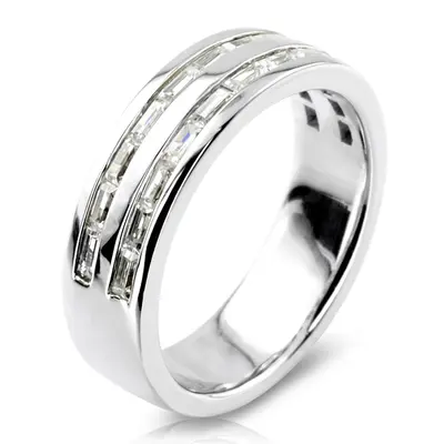 14K white gold 1.32 ct. tw. Baguette Channel Set Diamond Men's Ring - alternate view 5 thumbnail