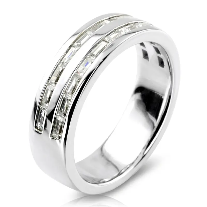 14K white gold 1.32 ct. tw. Baguette Channel Set Diamond Men's Ring - alternate view 5