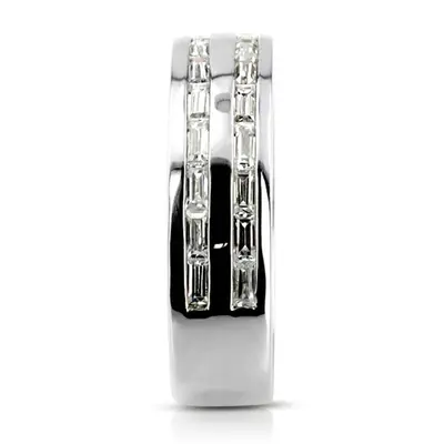 14K white gold 1.32 ct. tw. Baguette Channel Set Diamond Men's Ring - alternate view 3 thumbnail