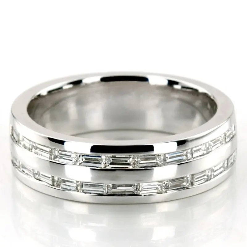 14K white gold 1.32 ct. tw. Baguette Channel Set Diamond Men's Ring - main view