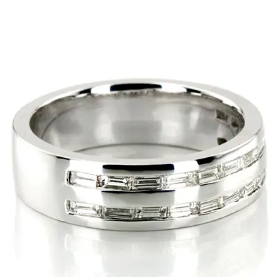 14K white gold 1.32 ct. tw. Baguette Channel Set Diamond Men's Ring - alternate view 4 thumbnail
