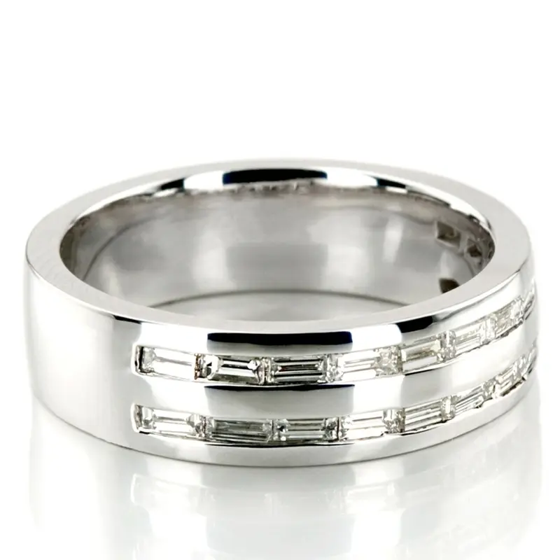 14K white gold 1.32 ct. tw. Baguette Channel Set Diamond Men's Ring - alternate view 4