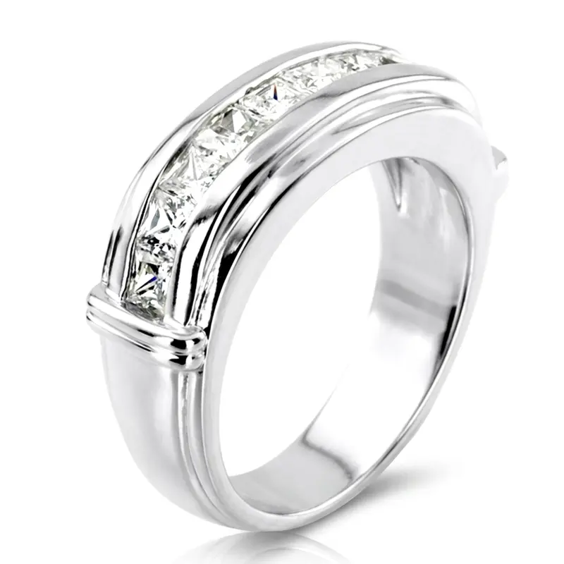 14K white gold 1.70 ct. Princess Cut Diamond Men's Ring - alternate view 3