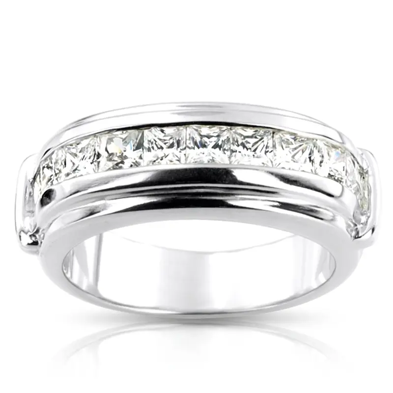14K white gold 1.70 ct. Princess Cut Diamond Men's Ring - alternate view 2