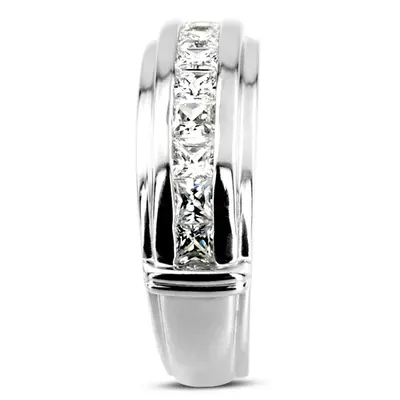 14K white gold 1.70 ct. Princess Cut Diamond Men's Ring - alternate view 4 thumbnail