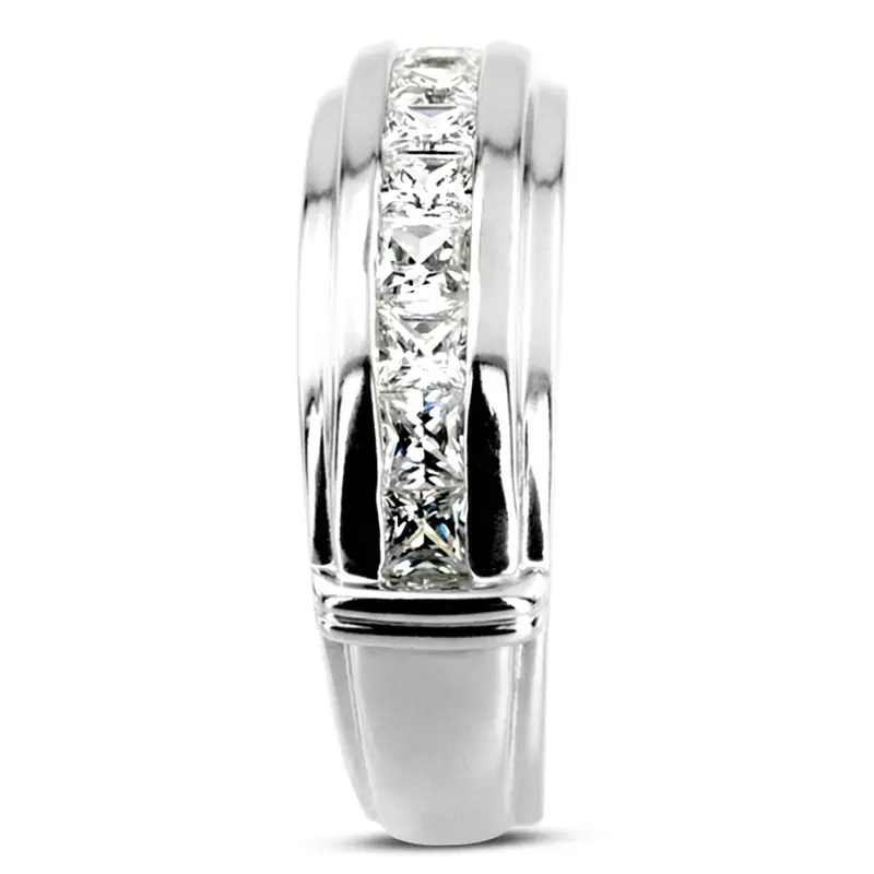 14K white gold 1.70 ct. Princess Cut Diamond Men's Ring - alternate view 4