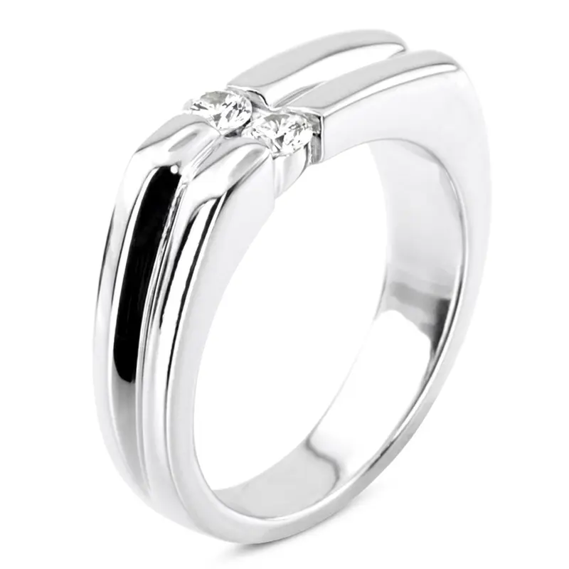 platinum 0.30 ct. Round Cut Channel Set Diamond Men's Ring - alternate view 3
