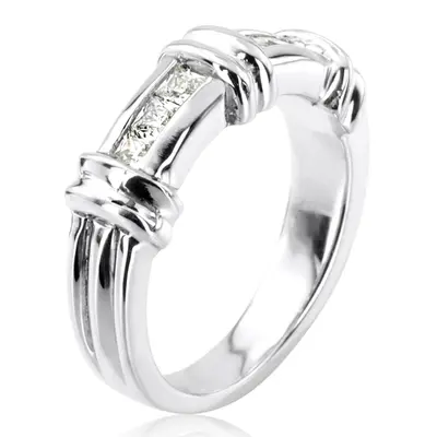 14K yellow gold 0.60 ct. Princess Cut Channel Set Diamond Man Ring - alternate view 3 thumbnail