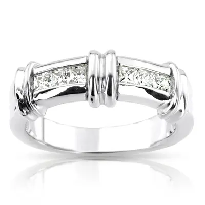 14K yellow gold 0.60 ct. Princess Cut Channel Set Diamond Man Ring - alternate view 2 thumbnail