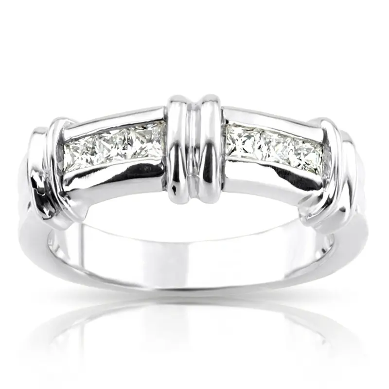 14K yellow gold 0.60 ct. Princess Cut Channel Set Diamond Man Ring - alternate view 2