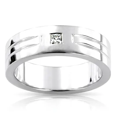 0.10 ct. Princess Cut Solitaire Diamond Men's Ring